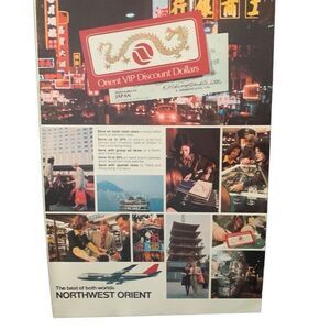 Vintage 1976 Northwest Orient Airlines Discount Dollars Ad Advertisement